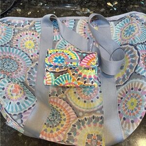 Vera Bradley beach tote Colorful Patterned Tote Bag with Matching Pouch